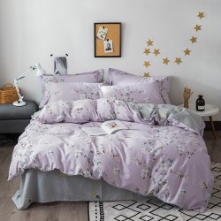 花雨伞 全棉印花四件套-牡丹唇影（紫）