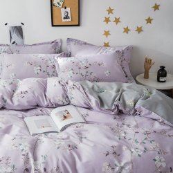 花雨伞 全棉印花四件套-牡丹唇影（紫）