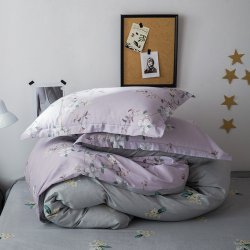 花雨伞 全棉印花四件套-牡丹唇影（紫）